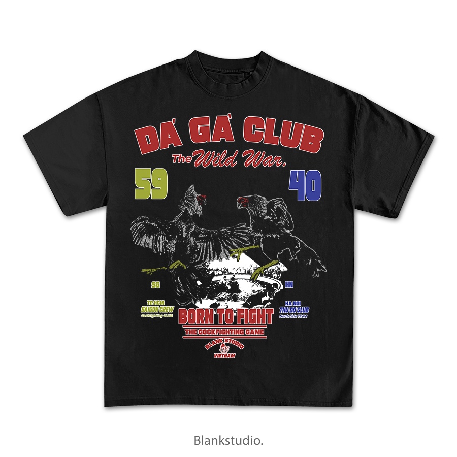 BLANK | Áo Thun Đ.Á G.À Tay Lỡ Unisex - Đen/Trắng Cổ Tròn