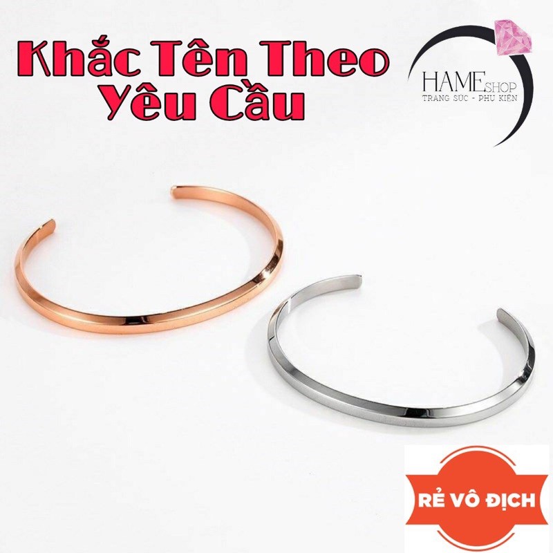 Vòng Tay Nam Nữ - Vòng Cuff Classic Thép Không Gỉ - Khắc Tên Theo Yêu Cầu