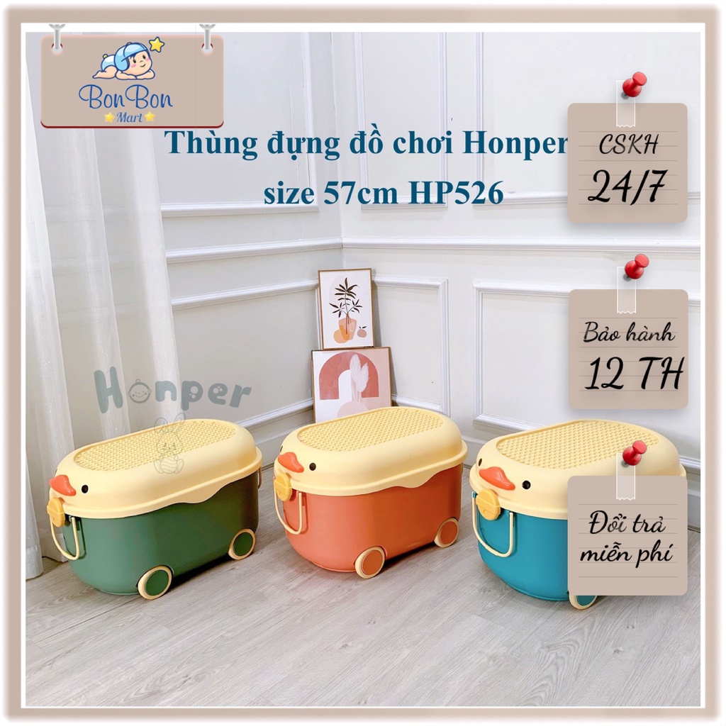 Hộp đựng đồ chơi honper hình vịt có bánh xe cho bé phân phối chính hãng Bonbon Mart