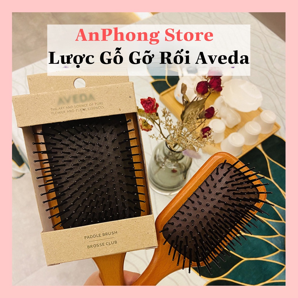 Lược Gỗ Cao Cấp Bản To Gỡ Rối Thoát Khí, Massage Chống Rụng Tạo Hình Cho Tóc Aveda.