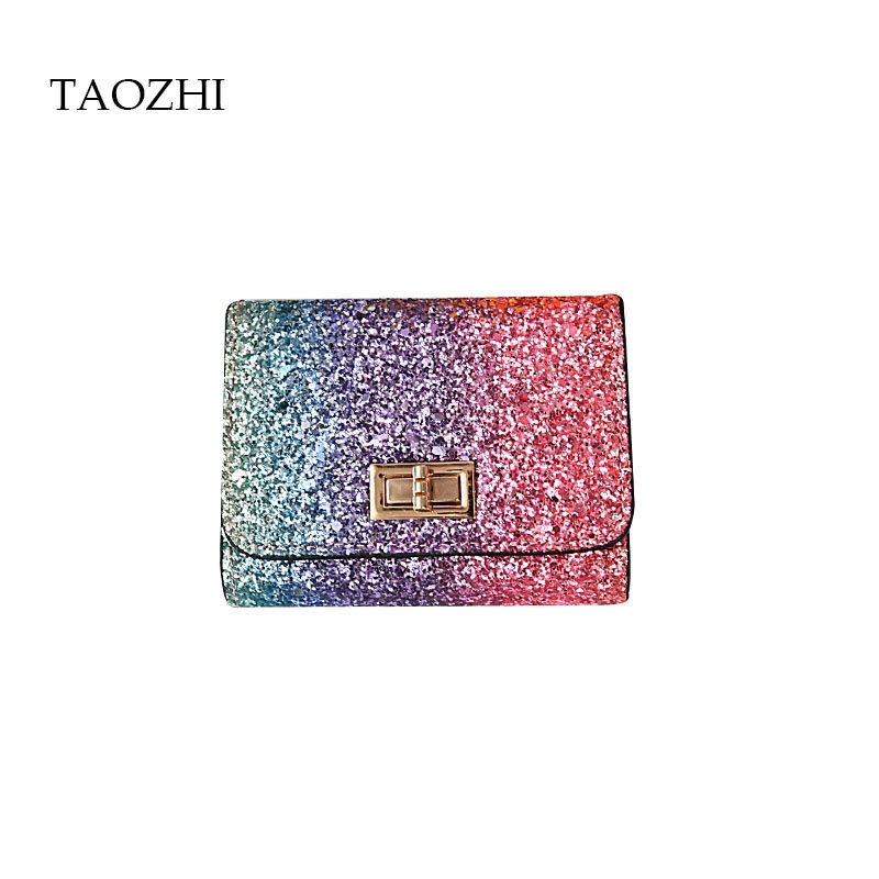 TAOZHI Korean style small sequins tri-fold short women's wallet