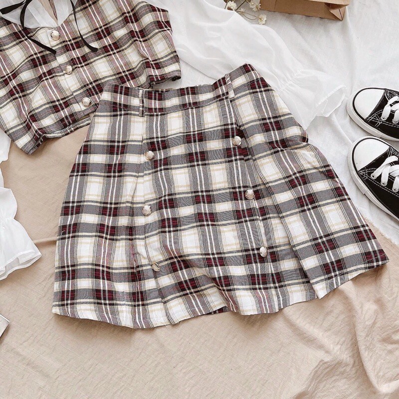 SET ÁO CROTOP PHỐI TAY VOAN+CHÂN VÁY XẾP LI TH | BigBuy360 - bigbuy360.vn