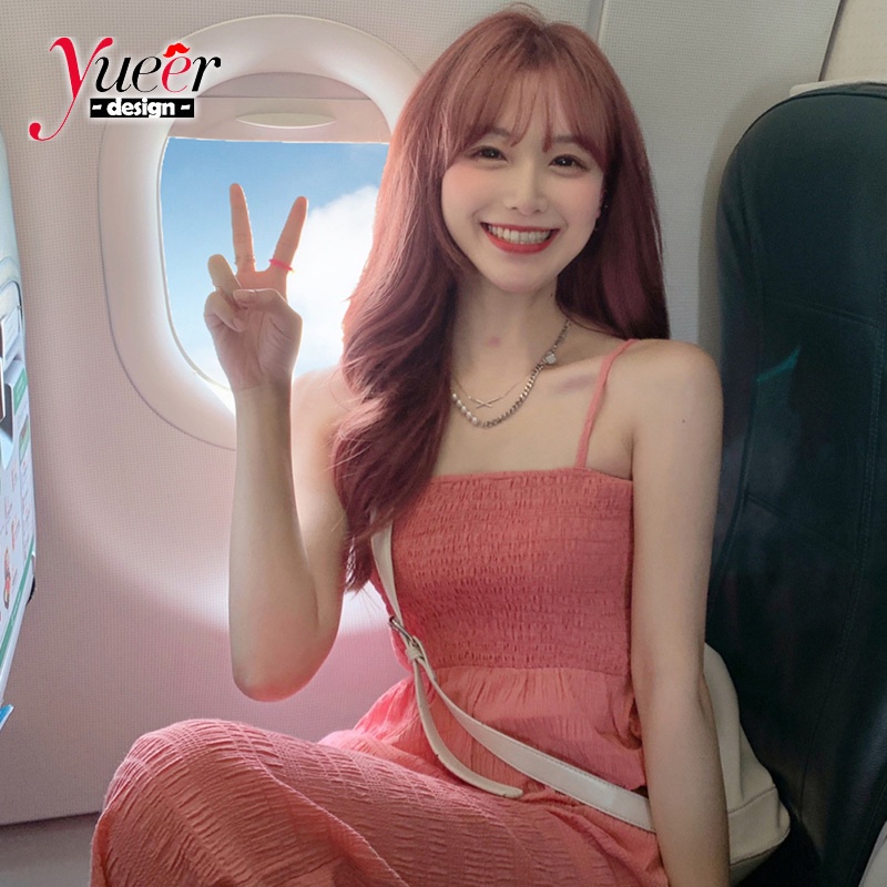 Áo Liền Quần Hai Dây Ống Rộng Bằng Vải Voan Mỏng Màu Hồng Thời Trang Mùa Hè Dành Cho Bạn Nữ