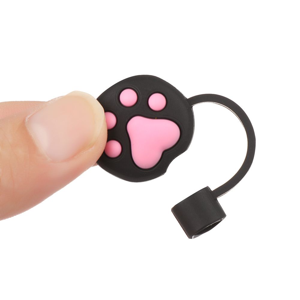 1 nắp đậy ống hút silicon chống bụi chống văng họa tiết hoạt hình dễ thương có thể tái sử dụng