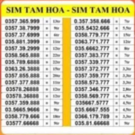 SIM TAM HOA 999 888 777 666 VIETTEL TRẢ TRƯỚC