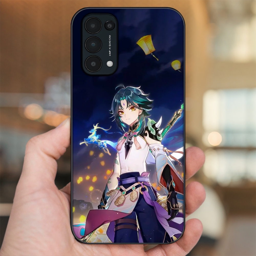 Ốp lưng Oppo Reno 5 viền đen in hình Xiao Genshin Impact