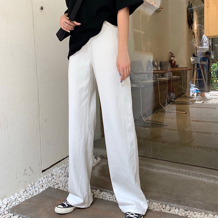 Quần denim ống rộng lưng cao phong cách trẻ trung 29645