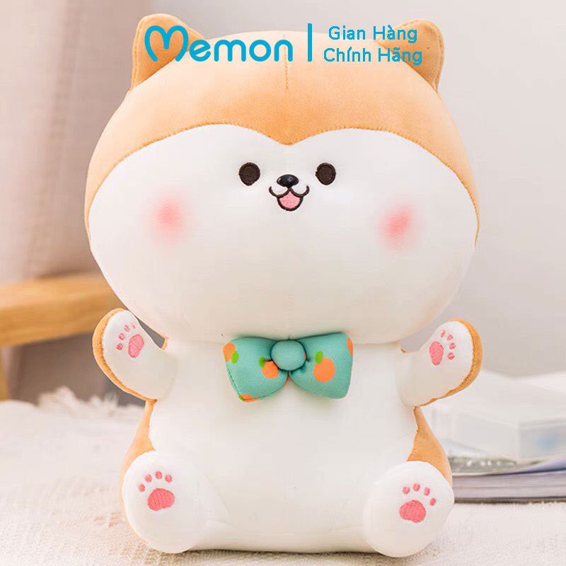 Gấu Bông Shiba Inu Mập Đeo Nơ Cao Cấp Memon