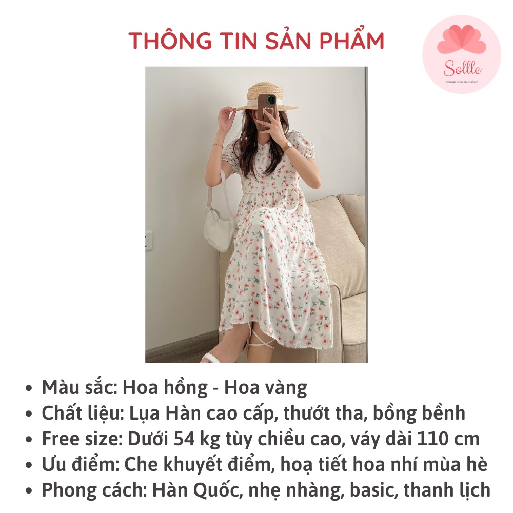 Váy suông dài đầm babydoll hoa nhí vintage oversize nữ tính mùa hè Sollle VBD006