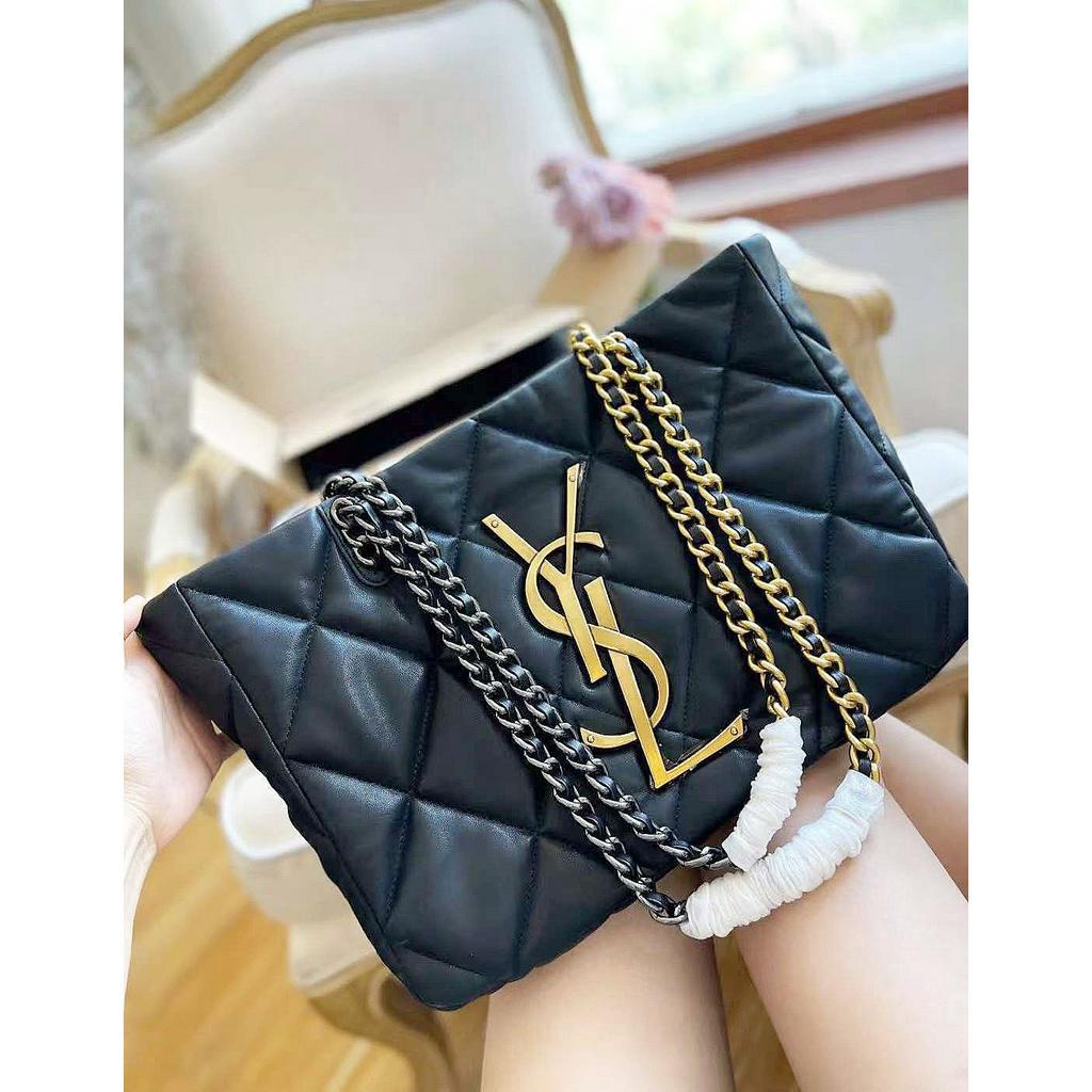 Túi Tote Shopping Bag Saint Laurent Chần Ô Trám Da Thật Full Box Size 28 35