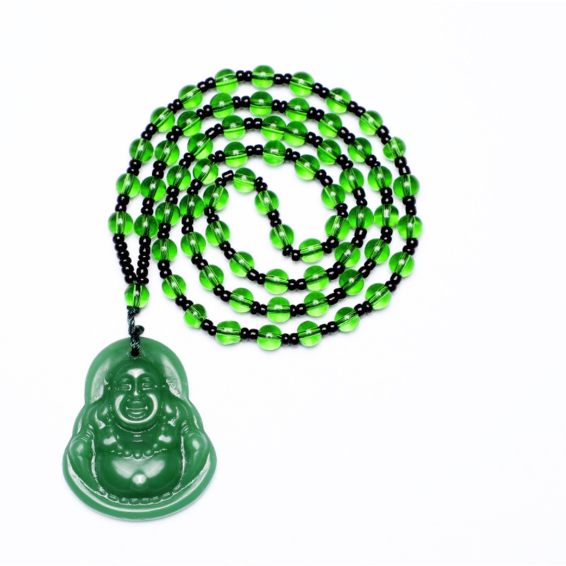 Vòng cổ Bùa Hộ Mệnh Maitreya Mặt Phật Màu Xanh Đen Phong Cách Trung Hoa Thời Trang Cho Nữ