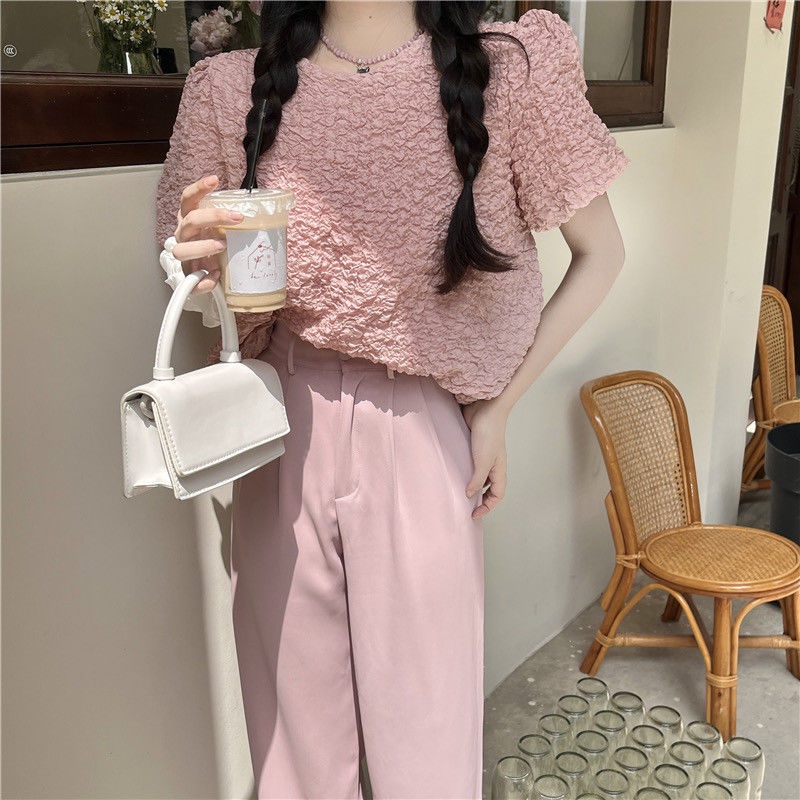 Áo Thun Tay Ngắn Phồng Dáng Rộng Thiết Kế Mới Thời Trang Dành Cho Mùa Hè