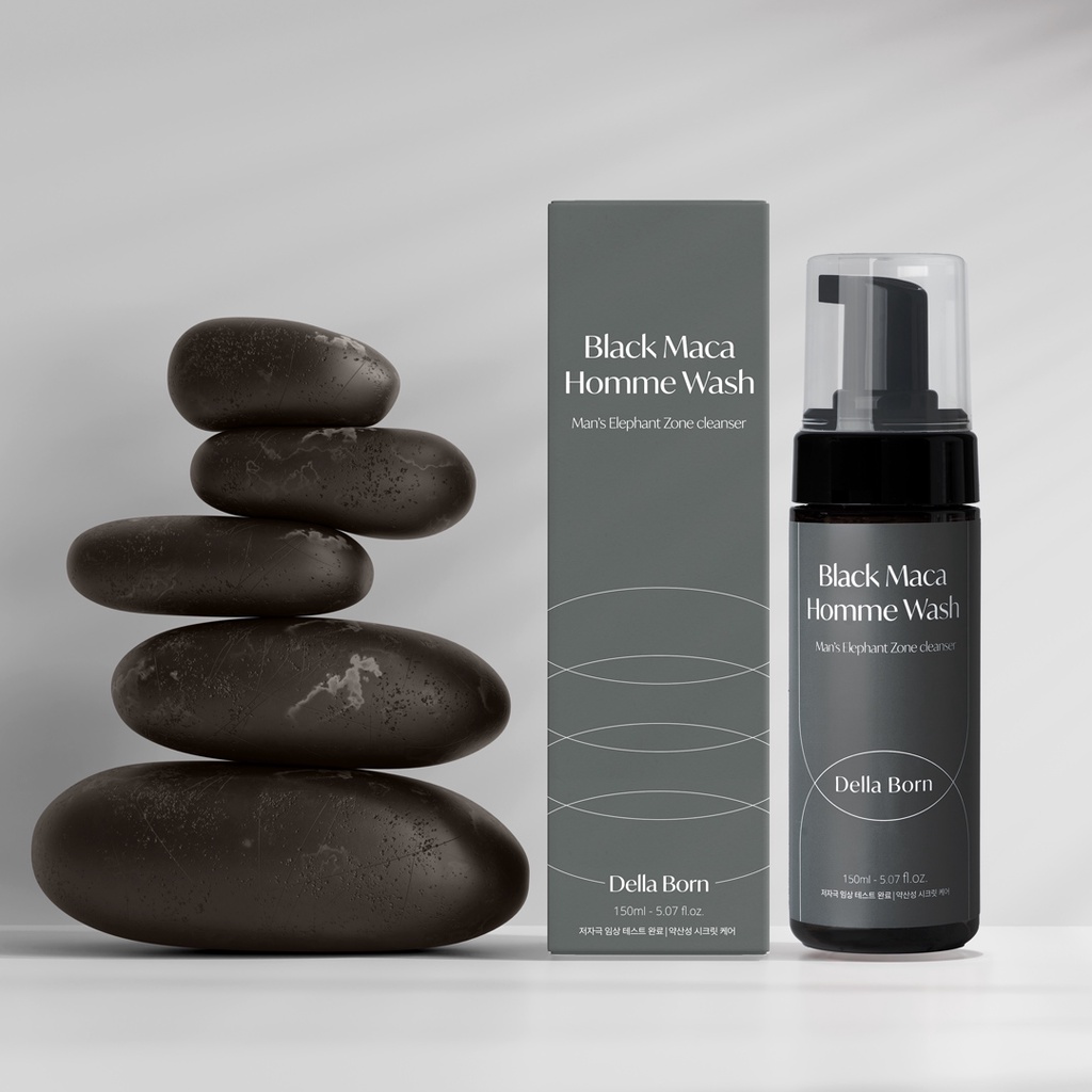 Dung Dịch Vệ Sinh Nam Kháng Khuẩn, Sạch Sâu, Ngăn Mùi Della Born Black Maca Homme Wash 150ml