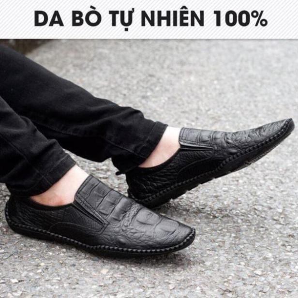 Xả Mới - 💥GIÁ TỐT💥 Giày Lười Nam Da Bò Vân Cá Sấu [Chân dày tăng 1 size] AL6 " ' ' <