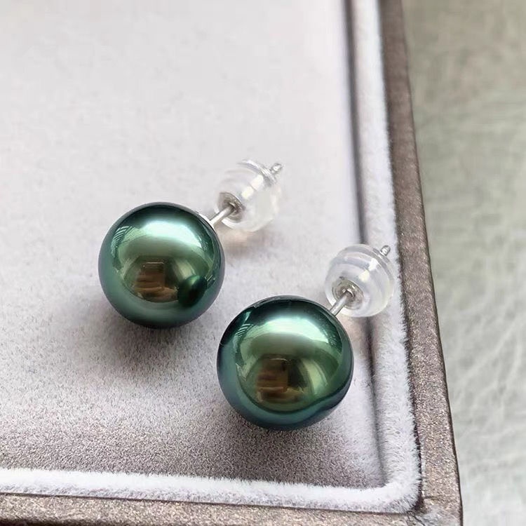 Tahiti Khuyên Tai Tròn Đính Ngọc Trai Đen / Xanh Lá / Chim Công Cơ Bản Dễ Phối Đồ Phong Cách Cơ Bản