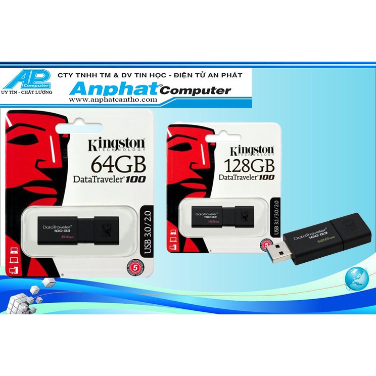 USB Kingston 3.0 64/128GB  DT 100 G3_DT100G3 - Hàng chính hãng - Bảo hành 5 năm