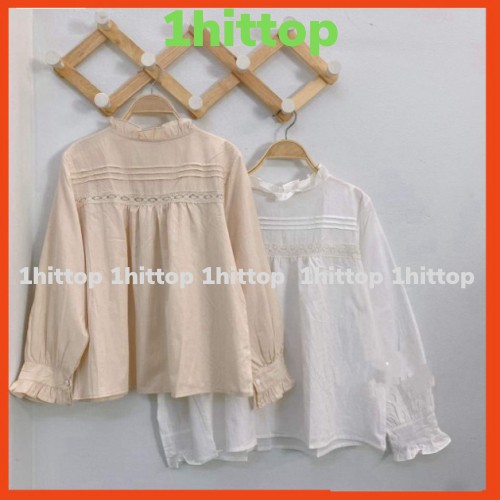 {1hittop} áo babydoll tiểu thư A260 cổ bèo ren ngực quảng châu Thời trang Xmin HIHISHOPHAHA aobabydoll