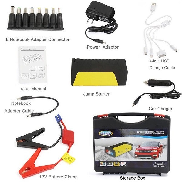 Bộ kích điện, kích nổ  bình Acquy 12V kèm bơm/ không kèm bơm cứu hộ ô tô công suất lớn kiêm sạc dự phòng High Power TM15