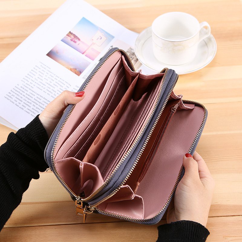 Ví nữ dài G0067 cầm tay 2 ngăn kéo sang trọng, thiết kế hình trái tim dễ thương nhiều ngăn tiện dụng