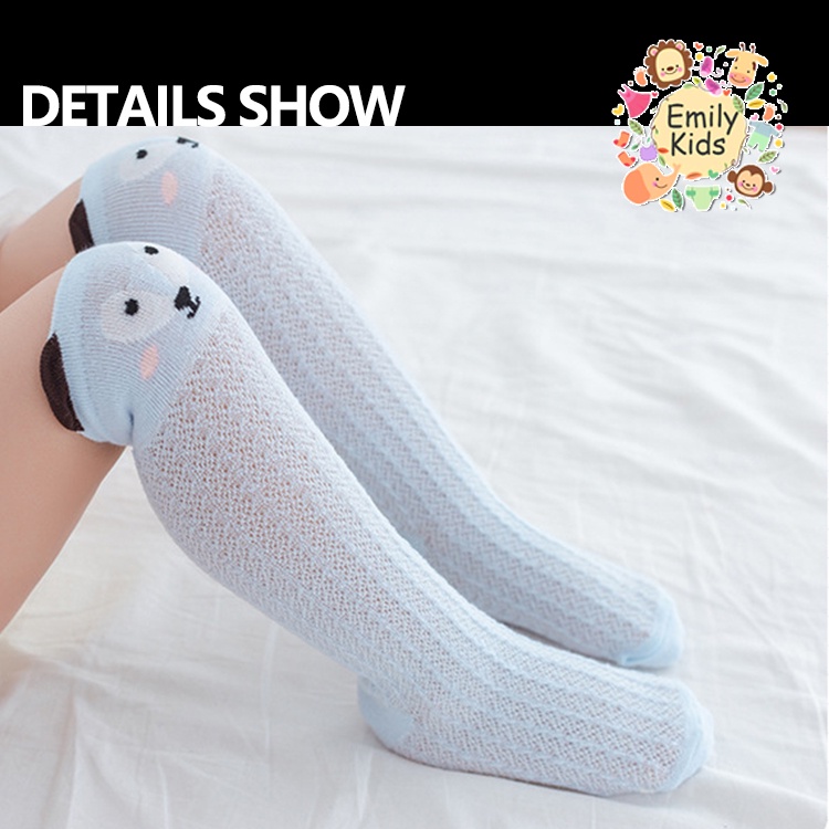 Vớ Cotton Cao Tới Gối Phối Lưới Thoáng Khí Thoải Mái Dễ Thương Cho Bé 0-3 Tuổi