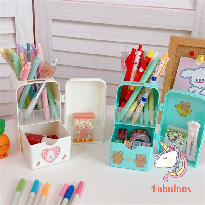 Hộp đựng đồ để bàn thiết kế hình tủ lạnh sức chứa lớn độc đáo đa năng dành cho học sinh dùng để đựng bút, washi tape
