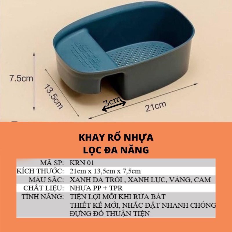 Bộ khay lọc rác bồn rửa chén bát tiện dụng kèm để đồ đa năng