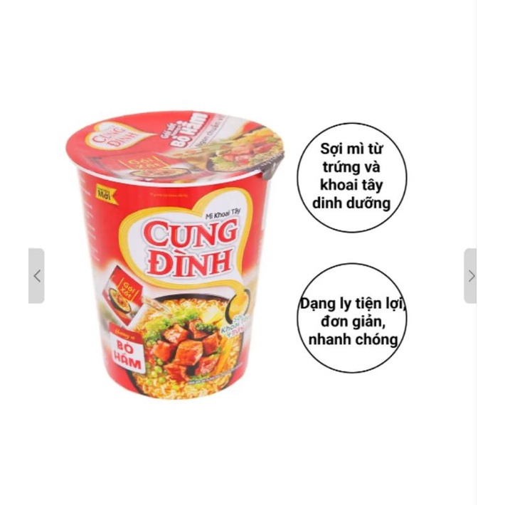 Thùng mì khoai tây cung đình vị bò hầm 65g x 24 ly