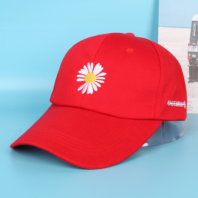Mũ lưỡi trai thêu hoa cúc Pea chữ hông BIGOMALL - Nón lưỡi trai hót trend chất kaki dày dặn