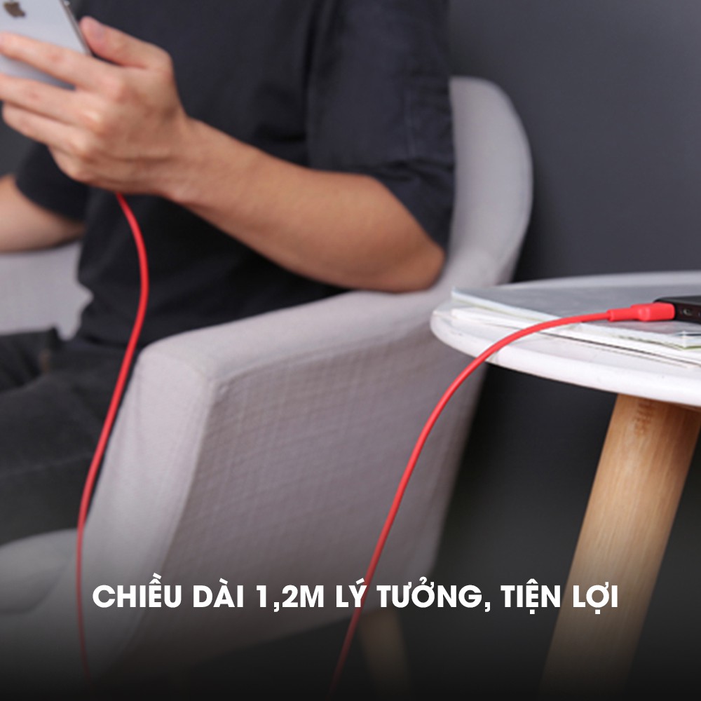 Cáp Sạc Lightning Aukey CB-BAL3 Black Chuẩn MFi Apple Bện Lưới Nylon 2 Lớp 1,2 Mét