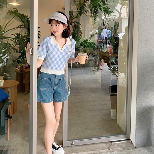 Áo Thun POLO Dệt Kim Tay Ngắn Kẻ Sọc Dễ Phối Đồ