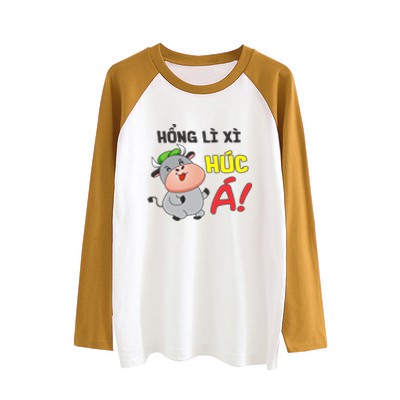 Áo thun dài tay raglan nam nữ unissex thiết kế cổ tròn basic in hình tết 2021 | BigBuy360 - bigbuy360.vn