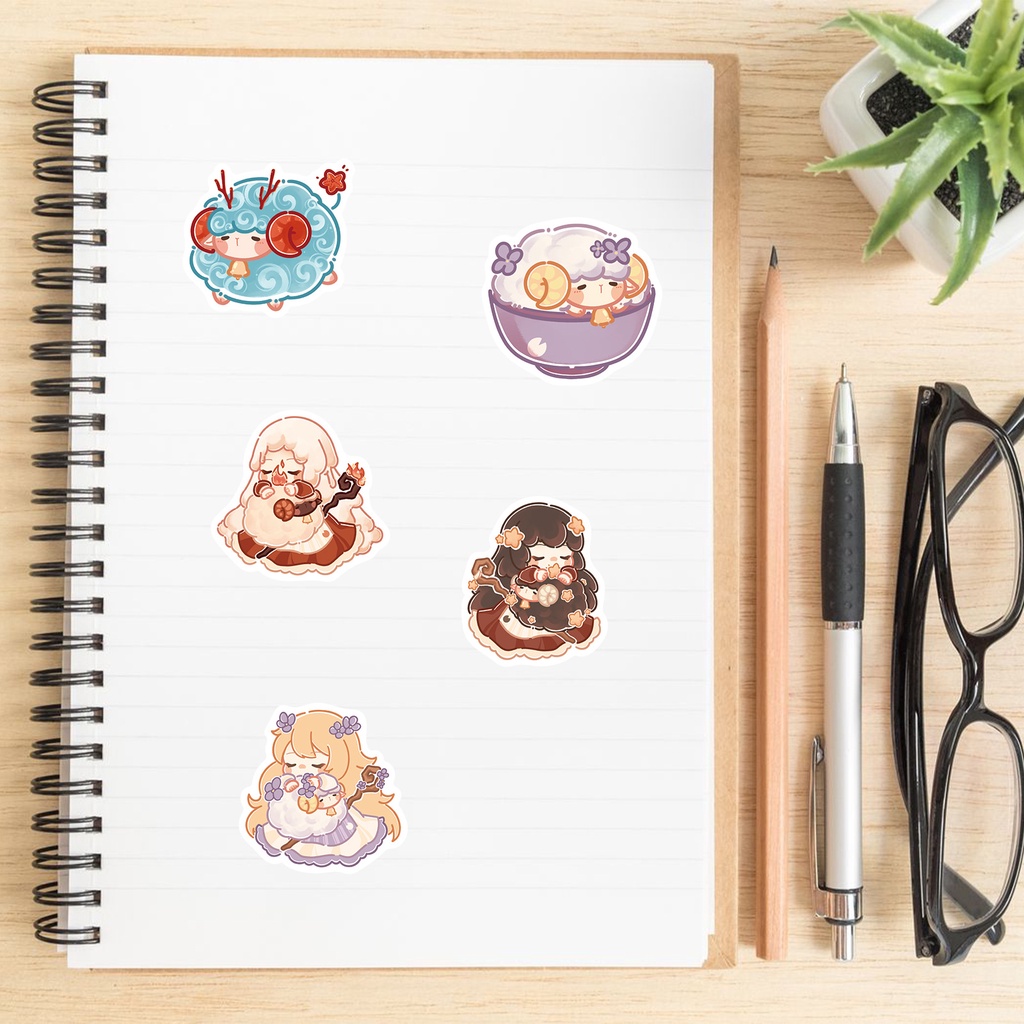 Bộ 50 Miếng Dán Trang Trí Nhiều Màu Sắc Hình Chú Cừu Dễ Thương