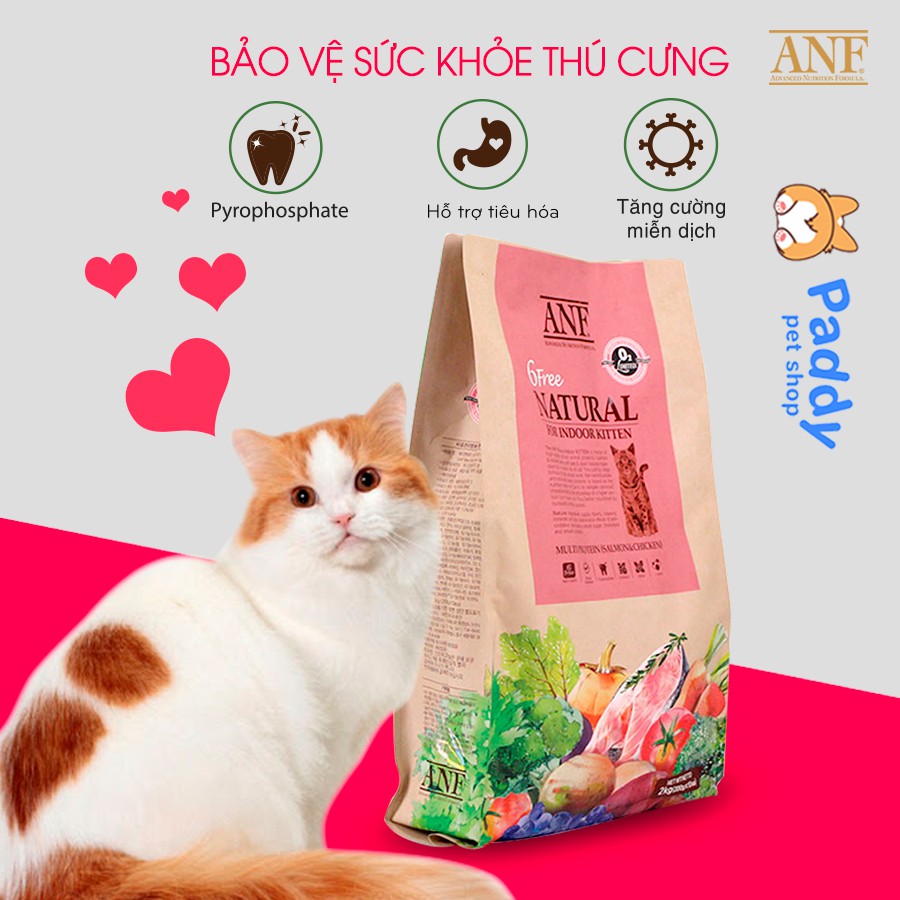 [2kg] Hạt Hữu Cơ ANF 6Free Cho Mèo Con - Cá Hồi &amp; Gà