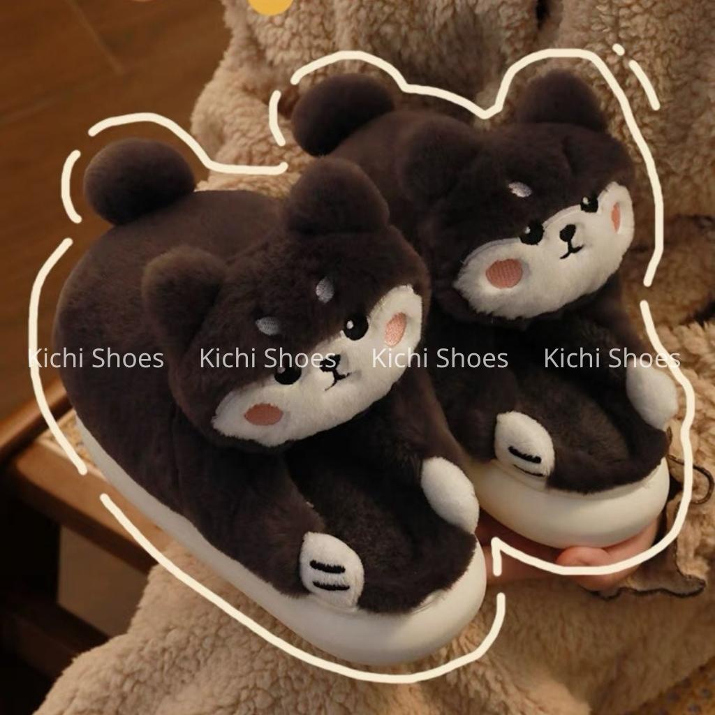 Dép cún bông ôm chân đi trong nhà dép siêu dày dặn đôi tặng người yêu dép bông mùa đông - Parti Kichi Shoes