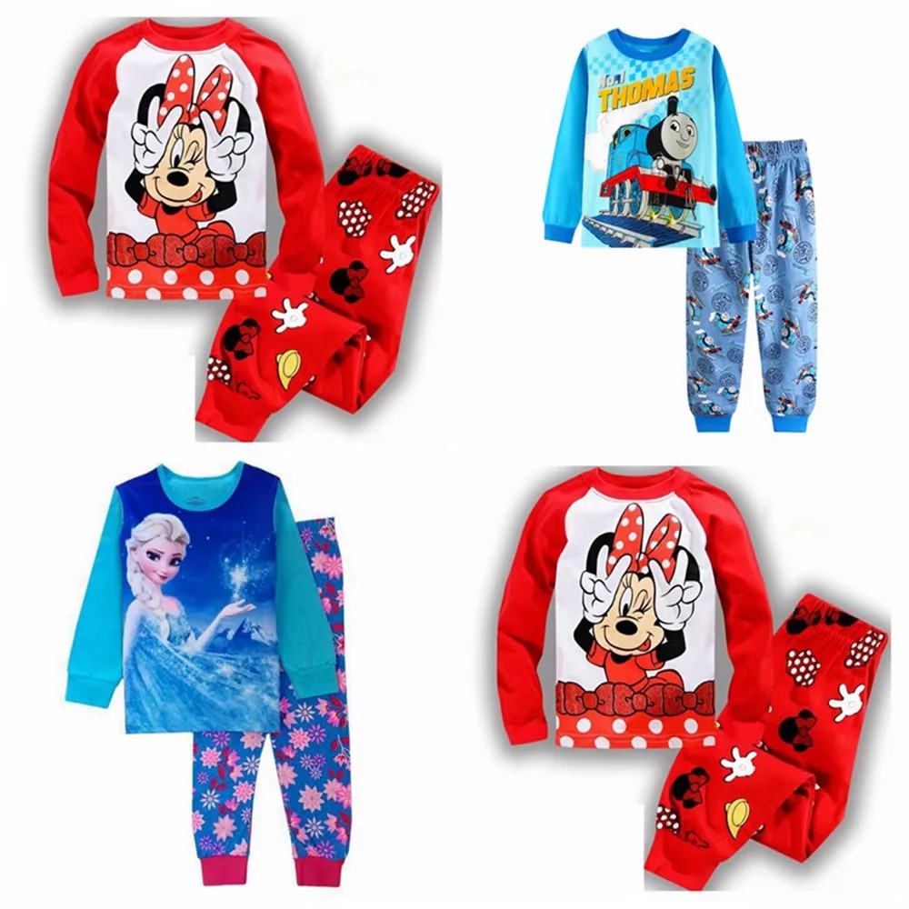 Bộ đồ ngủ dài tay in hình chuột Mickey dễ thương cho bé gái