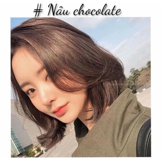 combo nhuộm nâu socola kèm oxi trợ dưỡng và găng tay