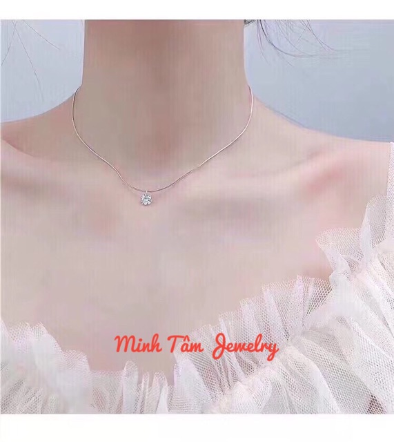 DÂY CHUYỀN NỤ ĐÁ BẠC ITALY S925💎CHOCKER LẤP LÁNH BẠC S925 XI KIM