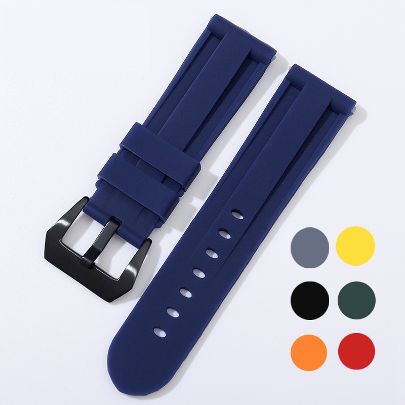 Dây Đeo Đồng Hồ Thay Thế Bằng Cao Su Silicone Khóa Inox 22mm 24mm 26mm