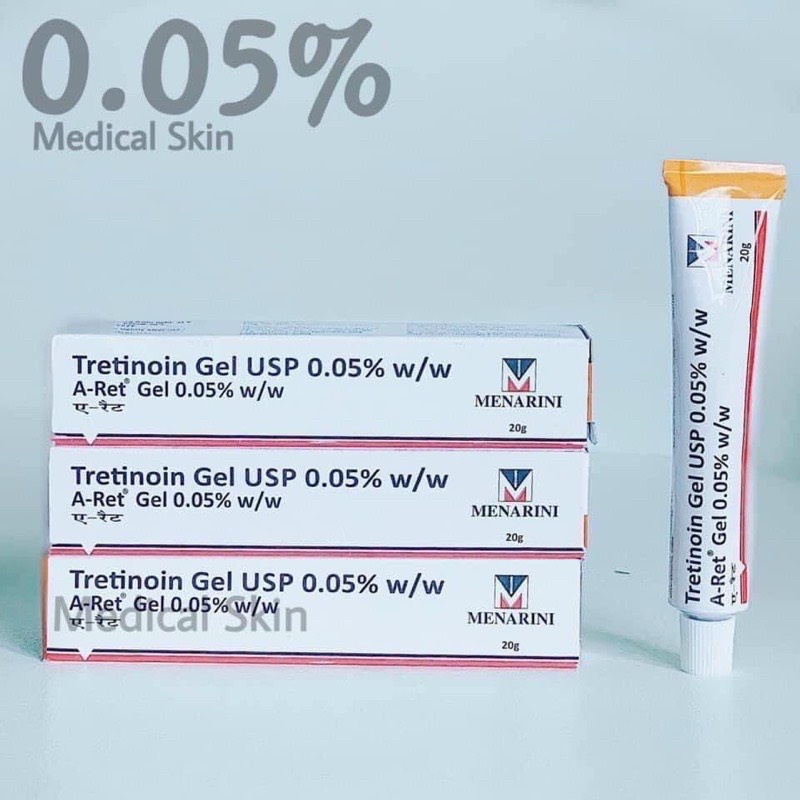 Tre:tinoin aret TRE ẤNTretinoin Gel USP Aret - Kem giảm mụn, mờ thâm, chống lão hóa 0.025%, 0.05%, 0.1% Dung tích 20g