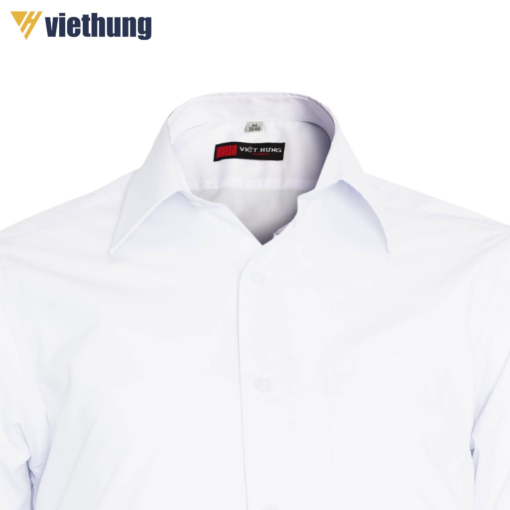 Áo Sơ Mi Nam Dài Tay Công Sở VIỆT HƯNG Chất Vải Ion Mỹ Màu Trắng Kiểu Dáng Suông Cổ Điển Vạt Ngang MS03 | BigBuy360 - bigbuy360.vn
