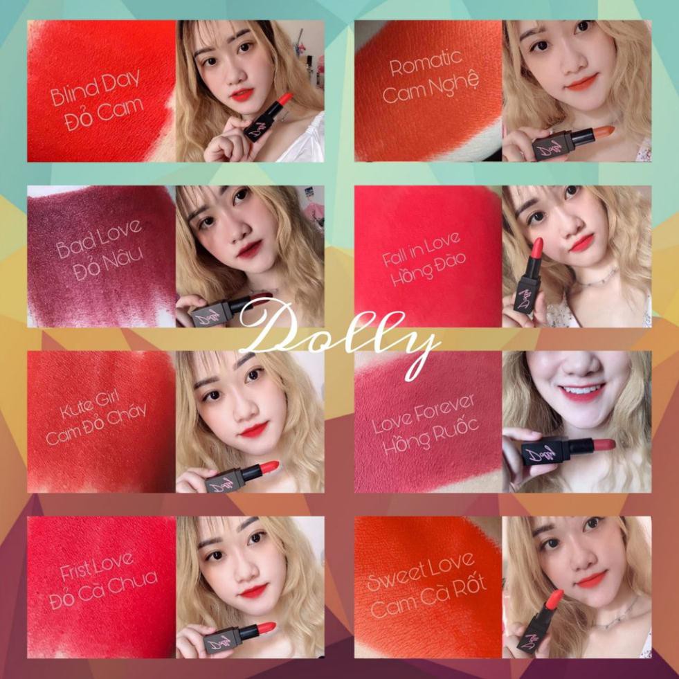 [Cam Đỏ Cháy] Kute Girl Son Sáp Phủ Phấn Dolly Không Chì Màu Cam Đỏ Cháy | BigBuy360 - bigbuy360.vn