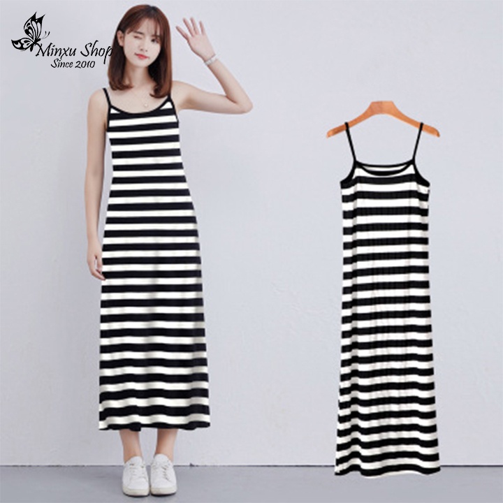 Váy ngủ hai dây cổ tròn, váy mặc lót chất thun cotton lạnh mềm mịn mát mùa hè hàng chuẩn Quảng Châu Minxu shop VJ