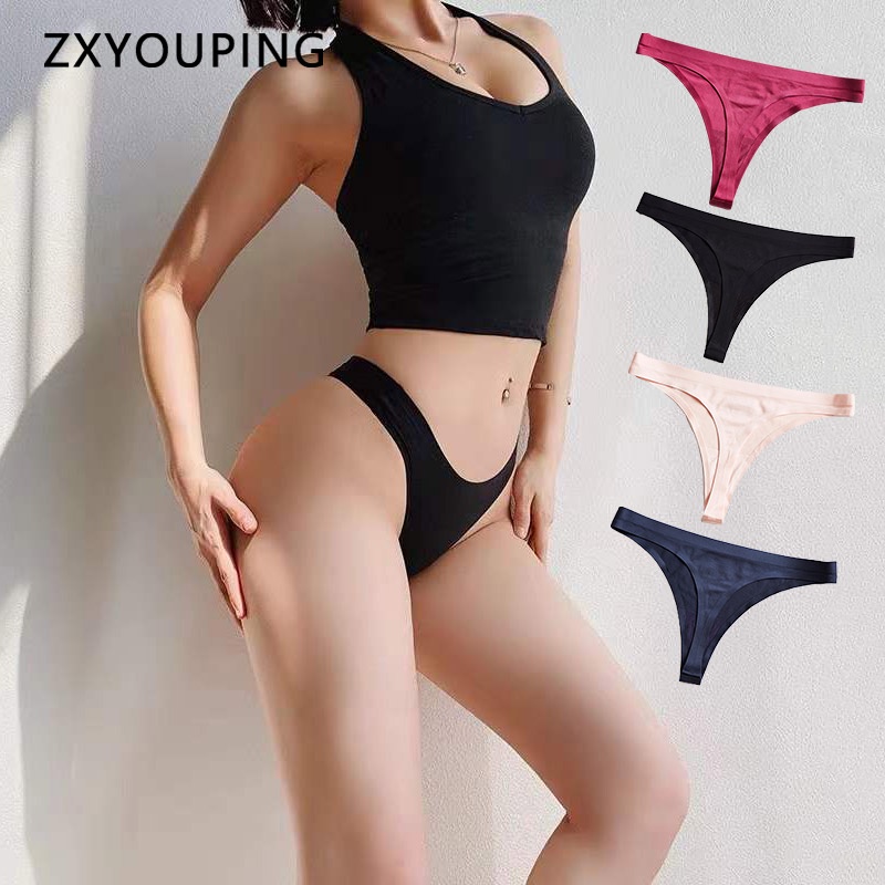 AOFEIQIKE AOFEIQIKE Quần Lót Không Đường May Màu Trơn Bằng Lụa Lạnh Trong Suốt Gợi Cảm Cho Nữ Size M-3XL