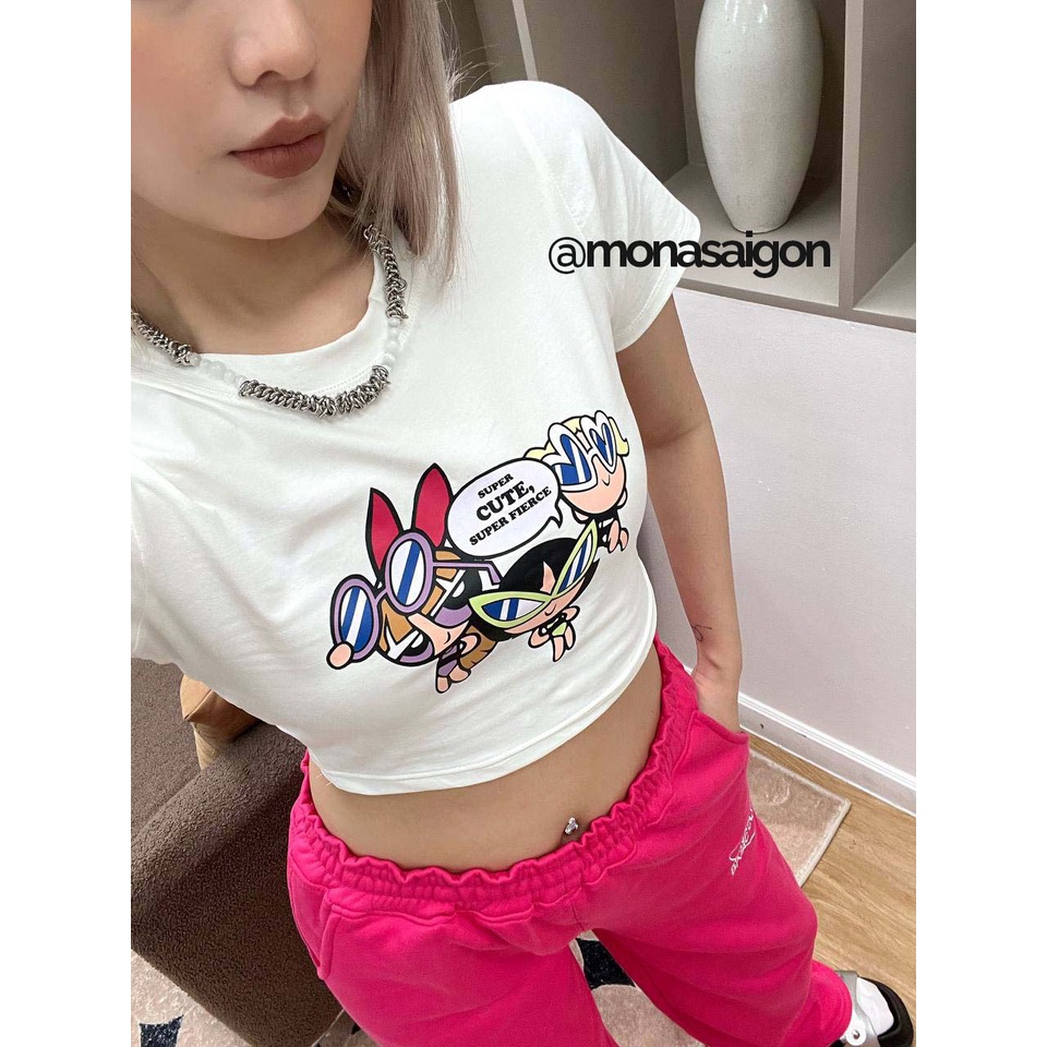 Áo thun croptop Y2K MONÁ - GANGS