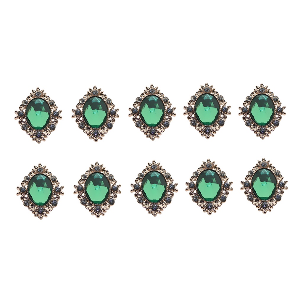 Set 61 10 Nút Thắt Lưng Dẹt Đính Đá Pha Lê Cabochon Màu Vàng