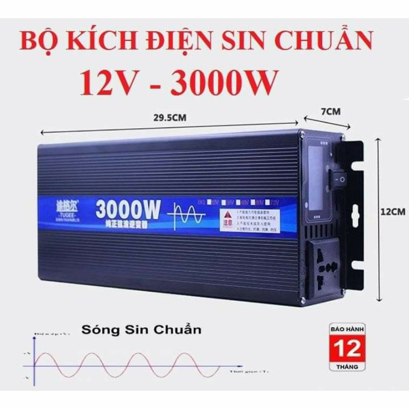 bộ kich điện 12v lên 220v 3000w sóng sine chuẩn