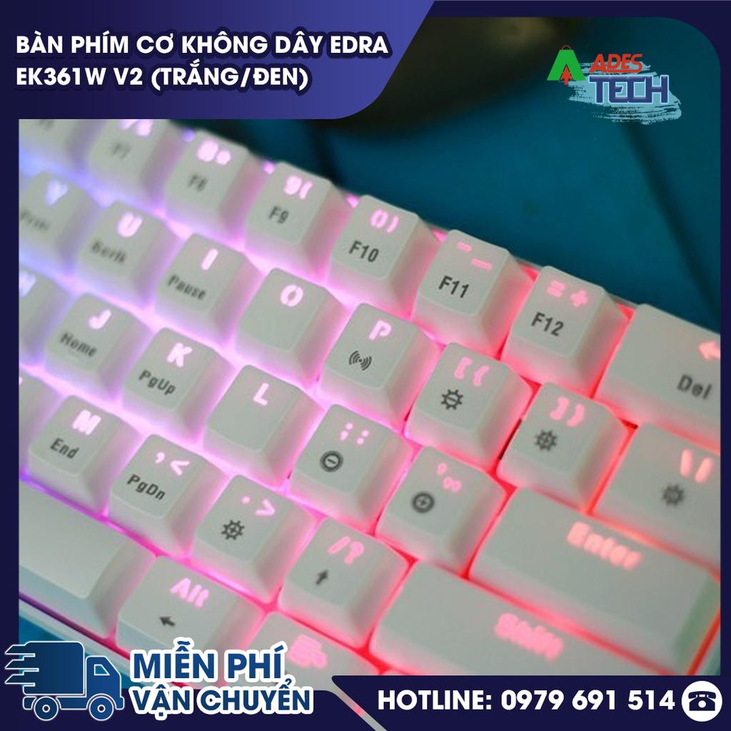 Bàn Phím Cơ Không Dây EDra EK361W V2  - Bảo hành 24 tháng