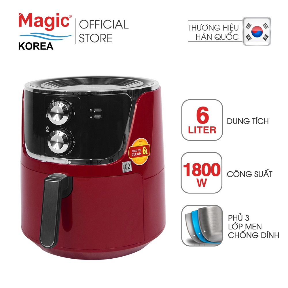 [Mã ELHADEV giảm 4% đơn 300K] Nồi chiên không dầu Magic Korea A-801 Đỏ 6L - Hàng chính hãng