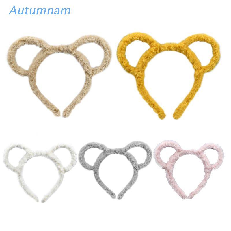 Băng Đô Phối Lông Dày Dặn Màu Kẹo Hình Tai Gấu / Chuột Dễ Thương Cho Nữ