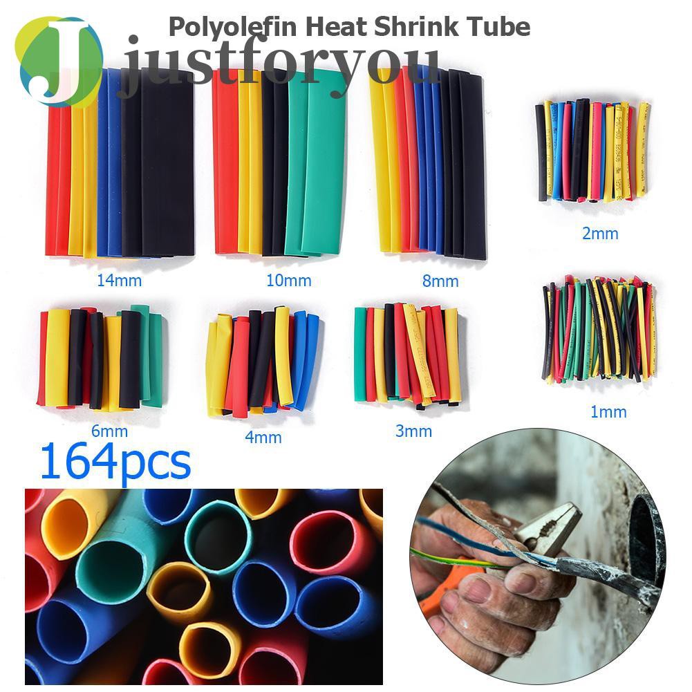 Justforyou 164pcs Flame Retardant Polyolefin Heat Shrink Tube Insulated Sleeve Kit